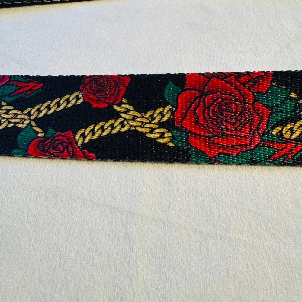 DGK Mens Web Belt Black Red Rose Gold Chain Link Flip Top Buckle Skateboard 49